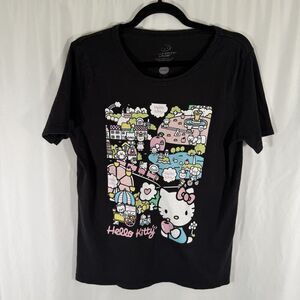Hello Kitty Graphic Shirt Junior's Large Black Graphic Print Short Sleeve T-Shir